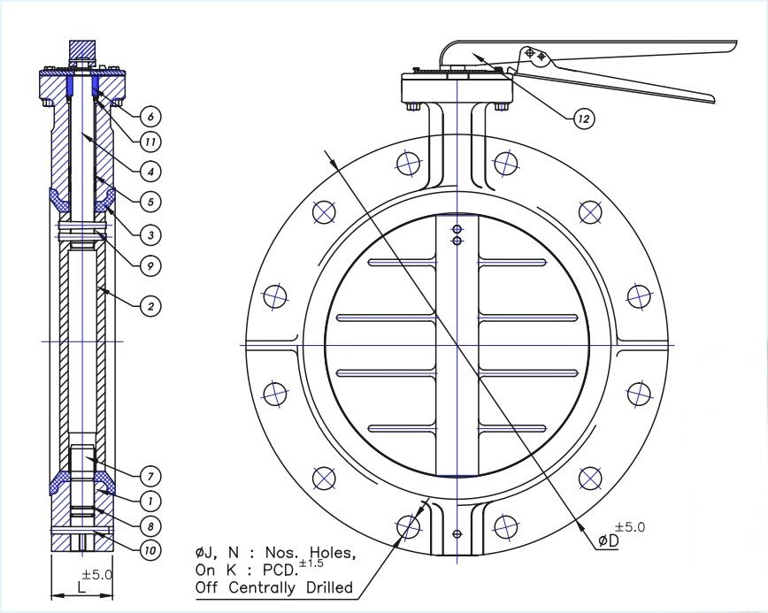 Double Flanged Butterfly Valve